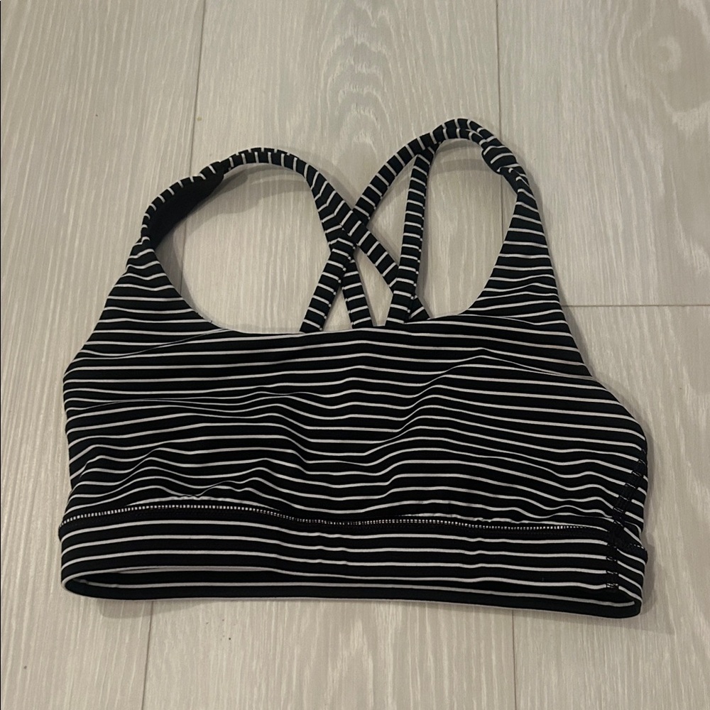 Lululemon Striped Black and White Energy Sports Bra